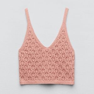 Zara- Pointelle Knit Top Pink